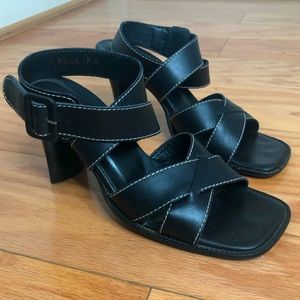 Donald J Pliner Pialla Ankle Wrap Square Toe Heels